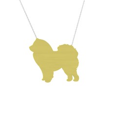Chow Chow Köpek Kolye - 8 ayar altın kolye (40 cm beyaz altın rolo zincir) #bqsv0i