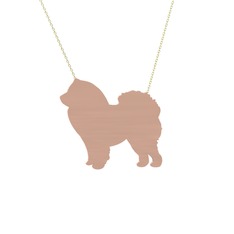 Chow Chow Köpek Kolye - 8 ayar rose altın kolye (40 cm altın rolo zincir) #vheakz