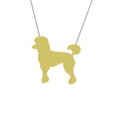 Poodle Köpek Kolye - 14 ayar altın kolye (40 cm gümüş rolo zincir) #157olwo