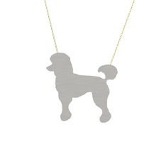 Poodle Köpek Kolye - 14 ayar beyaz altın kolye (40 cm altın rolo zincir) #15ru33r