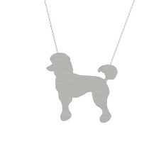 Poodle Köpek Kolye - 18 ayar beyaz altın kolye (40 cm beyaz altın rolo zincir) #1eodw4k