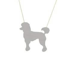 Poodle Köpek Kolye - 18 ayar beyaz altın kolye (40 cm altın rolo zincir) #32qbii
