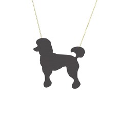 Poodle Köpek Kolye - 925 ayar siyah rodyum kaplama gümüş kolye (40 cm altın rolo zincir) #cma7hn