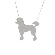Poodle Köpek Kolye - 8 ayar beyaz altın kolye (40 cm rose altın rolo zincir) #v2asdu