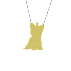 Yorkshire Terrier Köpek Kolye - 8 ayar altın kolye (40 cm gümüş rolo zincir) #1mrwyz5