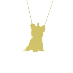 Yorkshire Terrier Köpek Kolye - 925 ayar altın kaplama gümüş kolye (40 cm altın rolo zincir) #y0jk2y