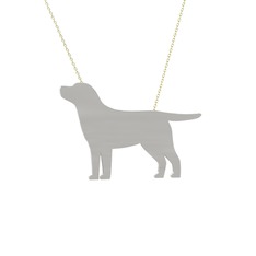 Labrador Köpek Kolye - 14 ayar beyaz altın kolye (40 cm gümüş rolo zincir) #1es6mr5