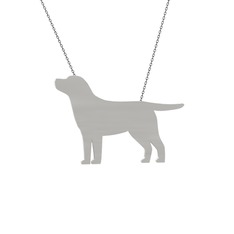 Labrador Köpek Kolye - 14 ayar beyaz altın kolye (40 cm gümüş rolo zincir) #1nv4z10