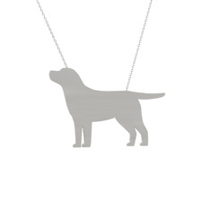 Labrador Köpek Kolye - 8 ayar beyaz altın kolye (40 cm beyaz altın rolo zincir) #45hu62