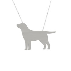 Labrador Köpek Kolye - 18 ayar beyaz altın kolye (40 cm beyaz altın rolo zincir) #r2js8h