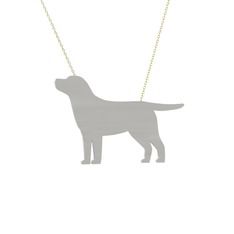 Labrador Köpek Kolye - 8 ayar beyaz altın kolye (40 cm altın rolo zincir) #u8jzyv