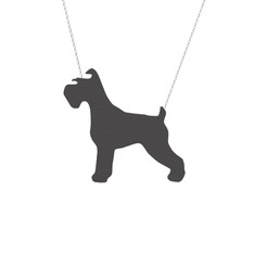 Schnauzer Köpek Kolye - 925 ayar siyah rodyum kaplama gümüş kolye (40 cm beyaz altın rolo zincir) #12rpdnp