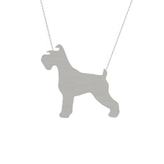 Schnauzer Köpek Kolye - 14 ayar beyaz altın kolye (40 cm beyaz altın rolo zincir) #1ezw7xg