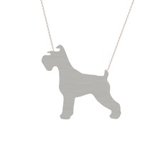 Schnauzer Köpek Kolye - 18 ayar beyaz altın kolye (40 cm rose altın rolo zincir) #1gcnzah