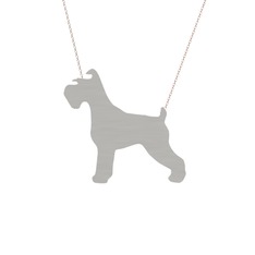 Schnauzer Köpek Kolye - 14 ayar beyaz altın kolye (40 cm rose altın rolo zincir) #1hhtpki