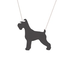 Schnauzer Köpek Kolye - 925 ayar siyah rodyum kaplama gümüş kolye (40 cm rose altın rolo zincir) #1vzo3x4