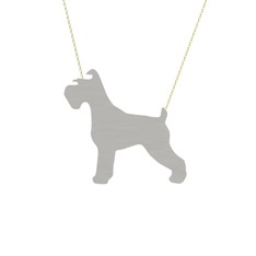 Schnauzer Köpek Kolye - 14 ayar beyaz altın kolye (40 cm altın rolo zincir) #ms6v07