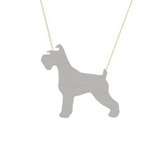 Schnauzer Köpek Kolye - 18 ayar beyaz altın kolye (40 cm altın rolo zincir) #mxgg91