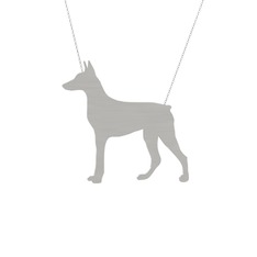 Doberman Köpek Kolye - 8 ayar beyaz altın kolye (40 cm gümüş rolo zincir) #1bo15qo