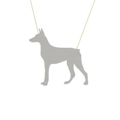 Doberman Köpek Kolye - 14 ayar beyaz altın kolye (40 cm altın rolo zincir) #1fom4r5