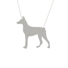Doberman Köpek Kolye - 14 ayar beyaz altın kolye (40 cm gümüş rolo zincir) #1gbpgsl