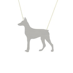 Doberman Köpek Kolye - 14 ayar beyaz altın kolye (40 cm altın rolo zincir) #1ghfszs