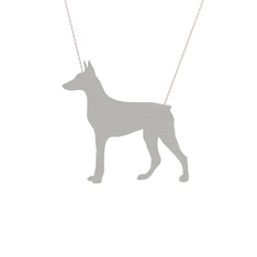Doberman Köpek Kolye - 18 ayar beyaz altın kolye (40 cm rose altın rolo zincir) #1kp85n