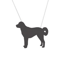 Sivas Kangal Köpek Kolye - 925 ayar siyah rodyum kaplama gümüş kolye (40 cm beyaz altın rolo zincir) #12gb8vn