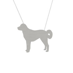 Sivas Kangal Köpek Kolye - 14 ayar beyaz altın kolye (40 cm gümüş rolo zincir) #130bpin