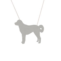 Sivas Kangal Köpek Kolye - 8 ayar beyaz altın kolye (40 cm rose altın rolo zincir) #5wn5wj