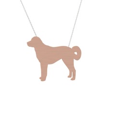 Sivas Kangal Köpek Kolye - 8 ayar rose altın kolye (40 cm beyaz altın rolo zincir) #h1j2so