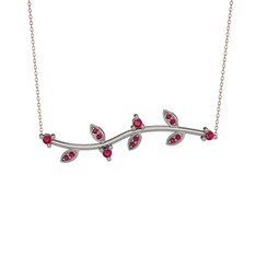 Rodolit garnet 14 ayar beyaz altın kolye (40 cm rose altın rolo zincir)
