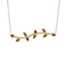 Zeytin Dalı Kolye - Garnet 8 ayar altın kolye (40 cm gümüş rolo zincir) #11tp6dm