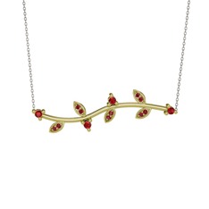 Zeytin Dalı Kolye - Garnet 14 ayar altın kolye (40 cm gümüş rolo zincir) #12sfjir