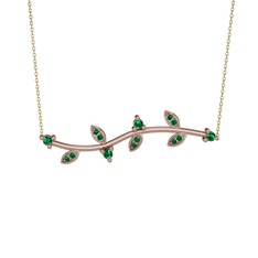Zeytin Dalı Kolye - Yeşil kuvars 18 ayar rose altın kolye (40 cm altın rolo zincir) #12tx4bt
