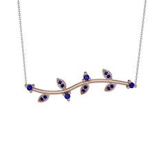 Zeytin Dalı Kolye - Lab safir 18 ayar rose altın kolye (40 cm gümüş rolo zincir) #13gb7cc