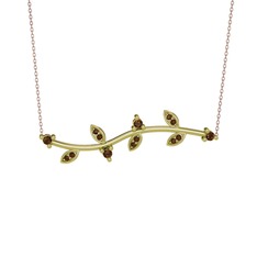 Zeytin Dalı Kolye - Dumanlı kuvars 14 ayar altın kolye (40 cm rose altın rolo zincir) #14c6q2u