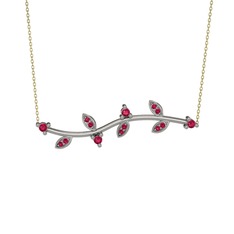 Rodolit garnet 18 ayar beyaz altın kolye (40 cm altın rolo zincir)