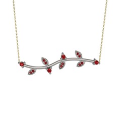 Zeytin Dalı Kolye - Garnet 8 ayar beyaz altın kolye (40 cm altın rolo zincir) #17mo08c