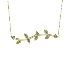 Zeytin Dalı Kolye - Swarovski 8 ayar altın kolye (40 cm altın rolo zincir) #18qef4i
