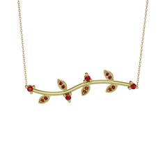 Zeytin Dalı Kolye - Garnet 925 ayar altın kaplama gümüş kolye (40 cm altın rolo zincir) #1bcapqg