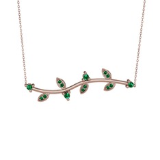 Zeytin Dalı Kolye - Yeşil kuvars 8 ayar rose altın kolye (40 cm gümüş rolo zincir) #1bs69sy