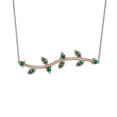 Zeytin Dalı Kolye - Yeşil kuvars 14 ayar rose altın kolye (40 cm gümüş rolo zincir) #1bwx3r8