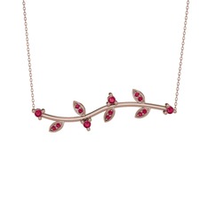 Rodolit garnet 14 ayar rose altın kolye (40 cm rose altın rolo zincir)