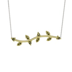 Zeytin Dalı Kolye - Peridot 14 ayar altın kolye (40 cm beyaz altın rolo zincir) #1hzabn0