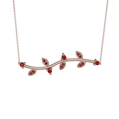 Zeytin Dalı Kolye - Garnet 18 ayar rose altın kolye (40 cm rose altın rolo zincir) #1iffoec