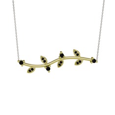 Zeytin Dalı Kolye - Siyah zirkon 18 ayar altın kolye (40 cm beyaz altın rolo zincir) #1p2cecz