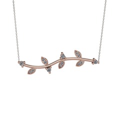 Zeytin Dalı Kolye - Swarovski 925 ayar rose altın kaplama gümüş kolye (40 cm beyaz altın rolo zincir) #1pngysc