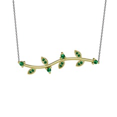 Zeytin Dalı Kolye - Yeşil kuvars 18 ayar altın kolye (40 cm gümüş rolo zincir) #1pnt6ph