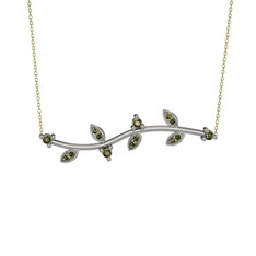 Zeytin Dalı Kolye - Peridot 8 ayar beyaz altın kolye (40 cm altın rolo zincir) #3823rd